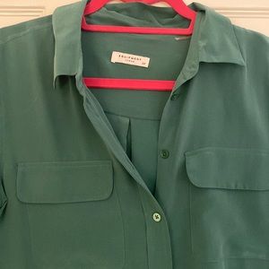 Small green equipment silk blouse